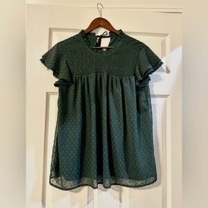 Green Smocked Blouse